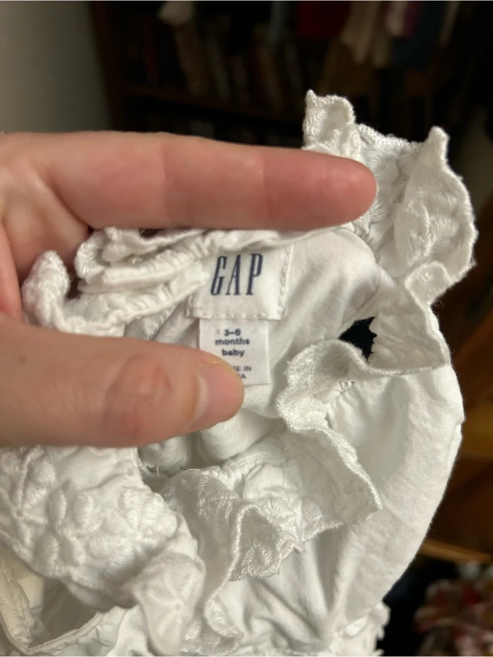 GAP White Floral Eyelet Diaper Cover Romper